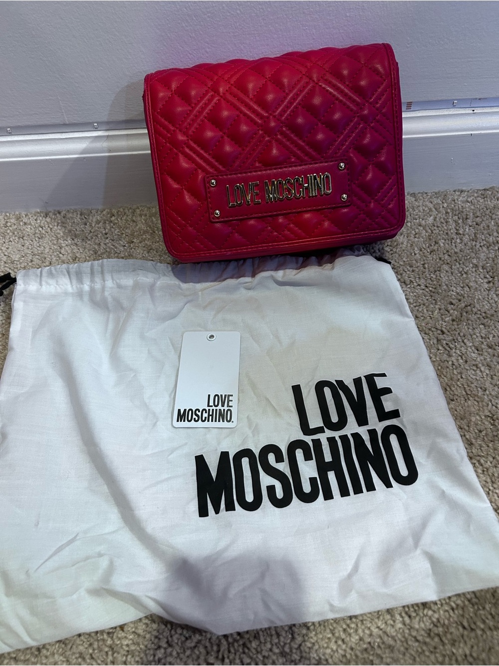Love Moschino Quilted Hot Pink Crossbody Bag